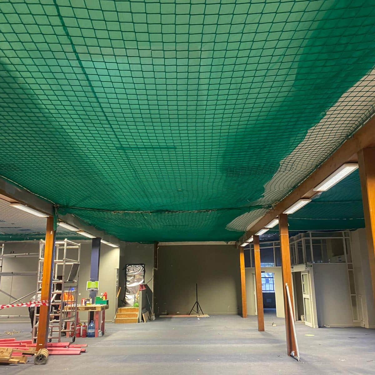 Full safety net installation Class B asbestos roof removal