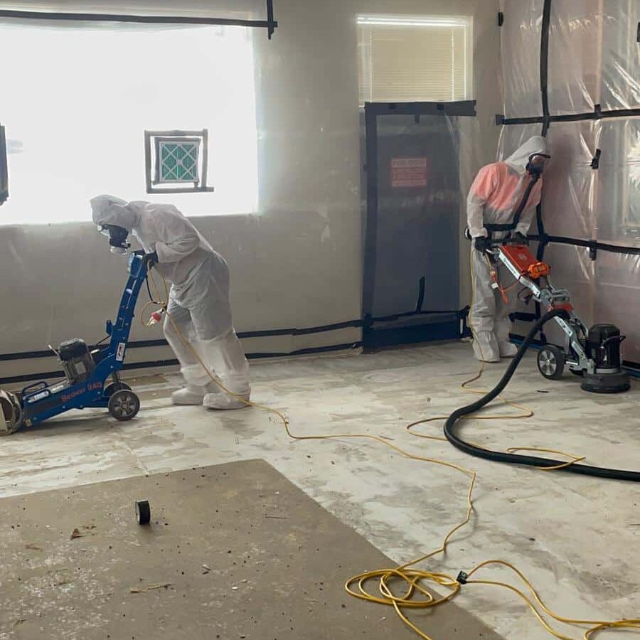 Removing asbestos vinyl